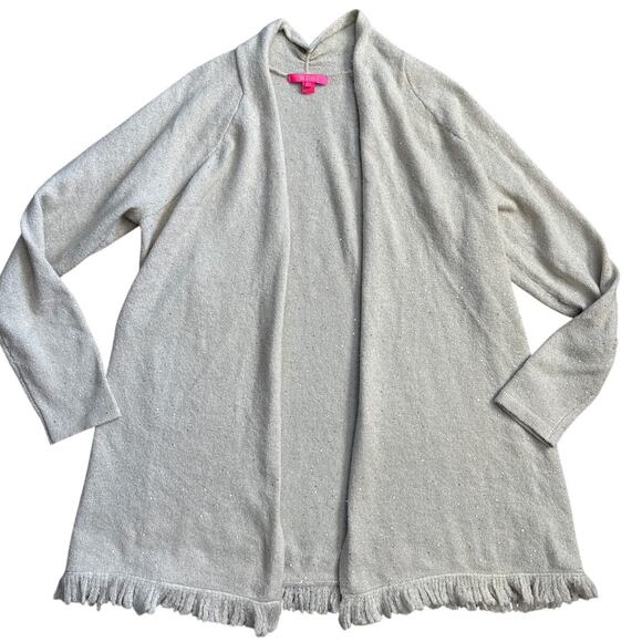 Lilly Pulitzer Plus Tatum Sequined Cardigan Sweater Coconut Metallic Size XXL - Picture 5 of 10